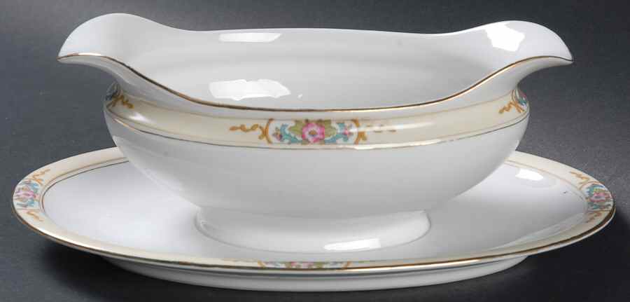 Strathmore Gravy Boat with Attached Underplate by Noritake-1