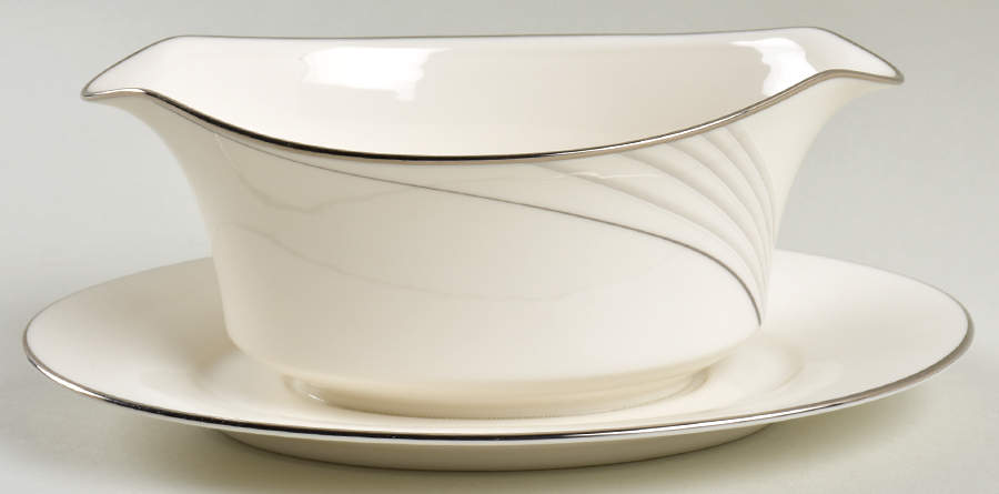 Sterling Tide Gravy Boat with Attached Underplate by Noritake-1