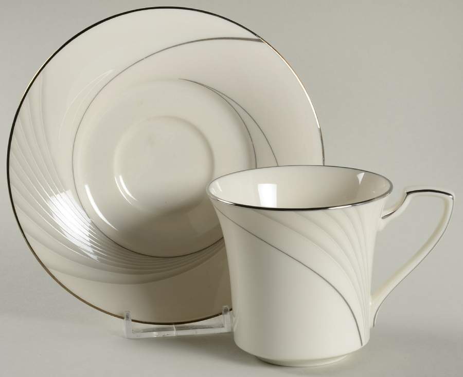 Sterling Tide Flat Cup & Saucer Set by Noritake-1