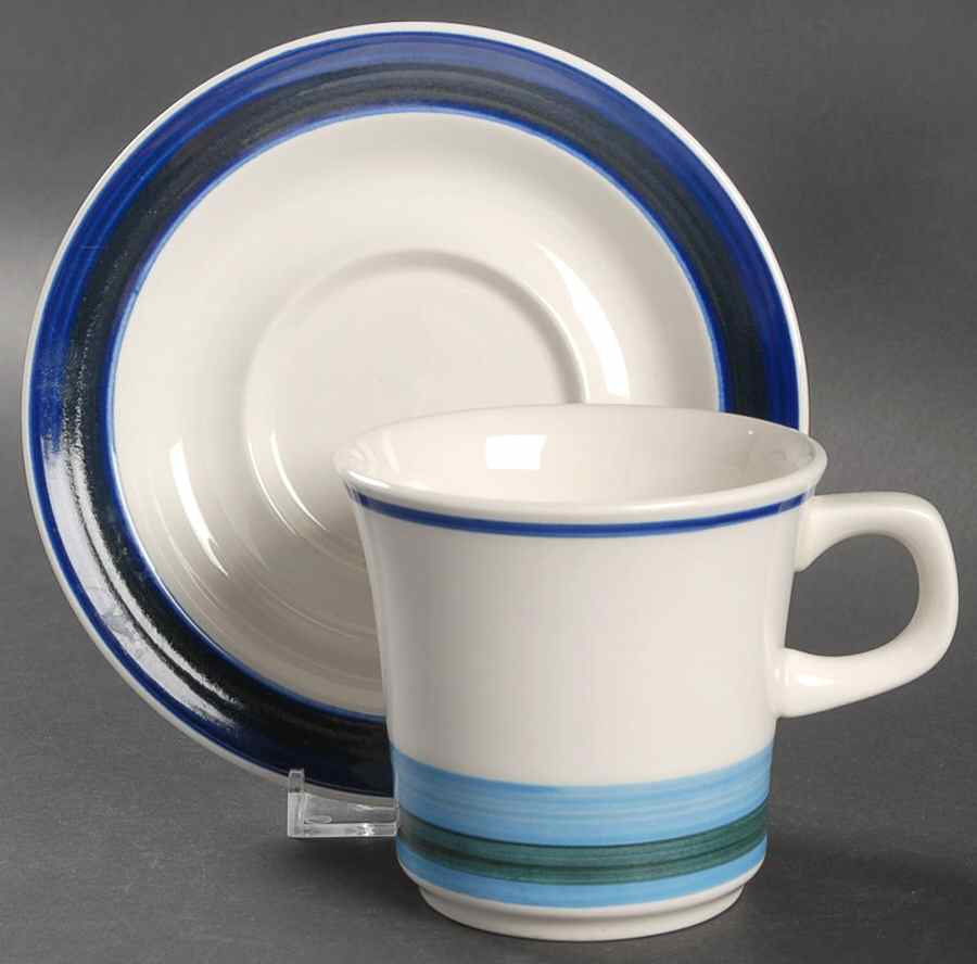 Surf Blue Flat Cup & Saucer Set by Noritake-1