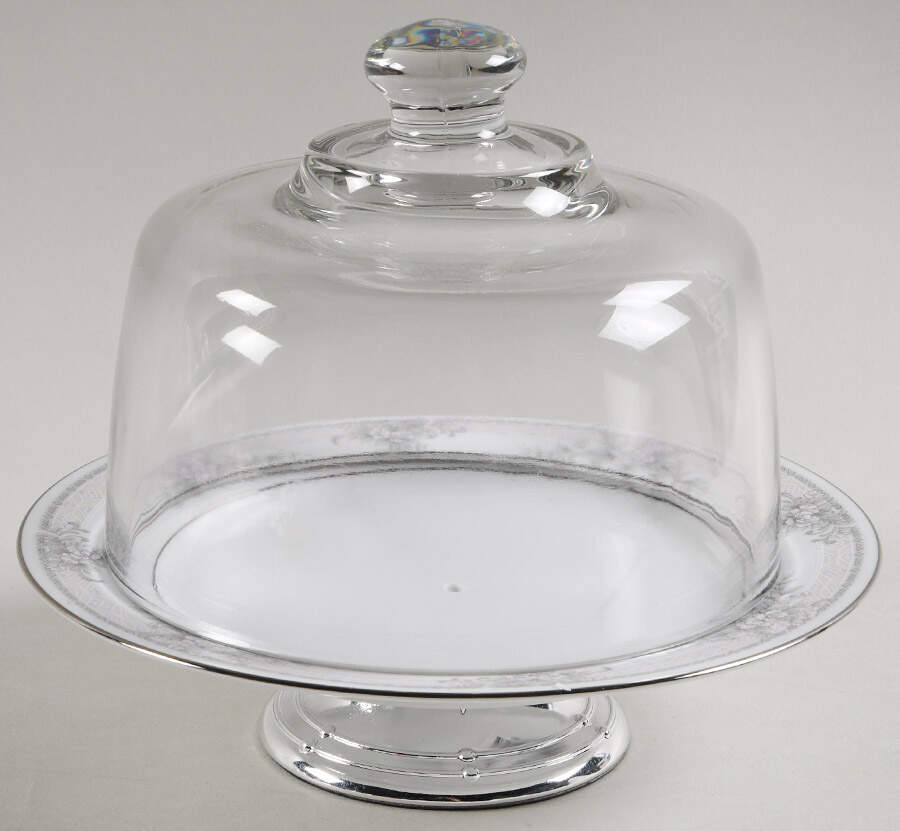 Sweet Leilani 6 1/2"-7 1/2" Footed Cheese Plate w/ Glass Dome HC by Noritake-1