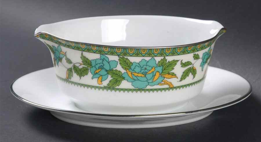 Tapestry Gravy Boat with Attached Underplate by Noritake-1