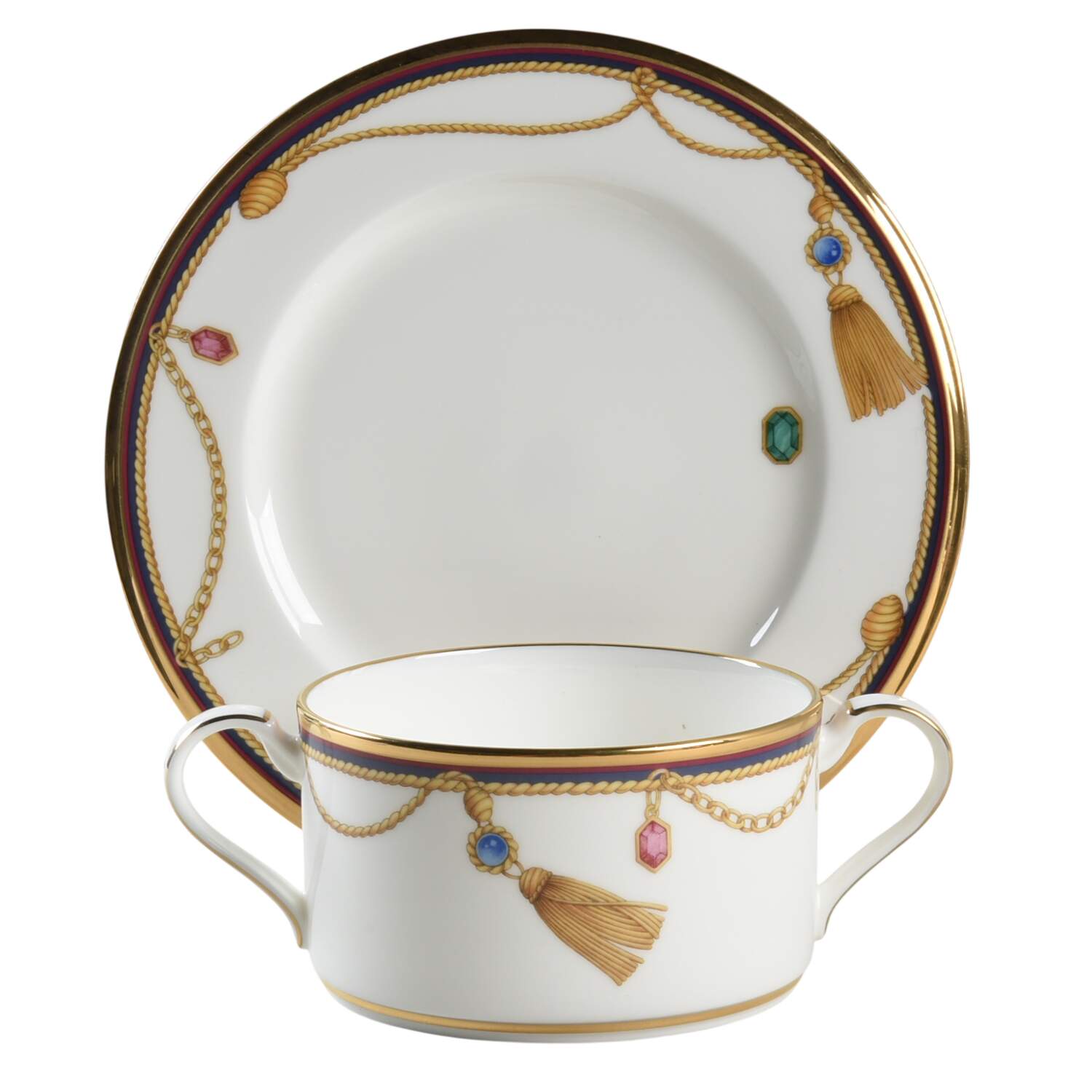 Tassel Cream Soup Bowl & Bread Plate/Saucer Set by Noritake-1