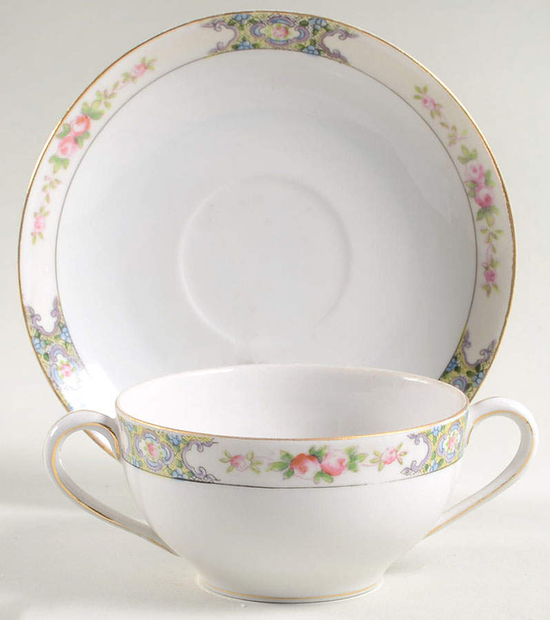 Thelma Bassett Flat Bouillon Cup & Saucer by Noritake-1