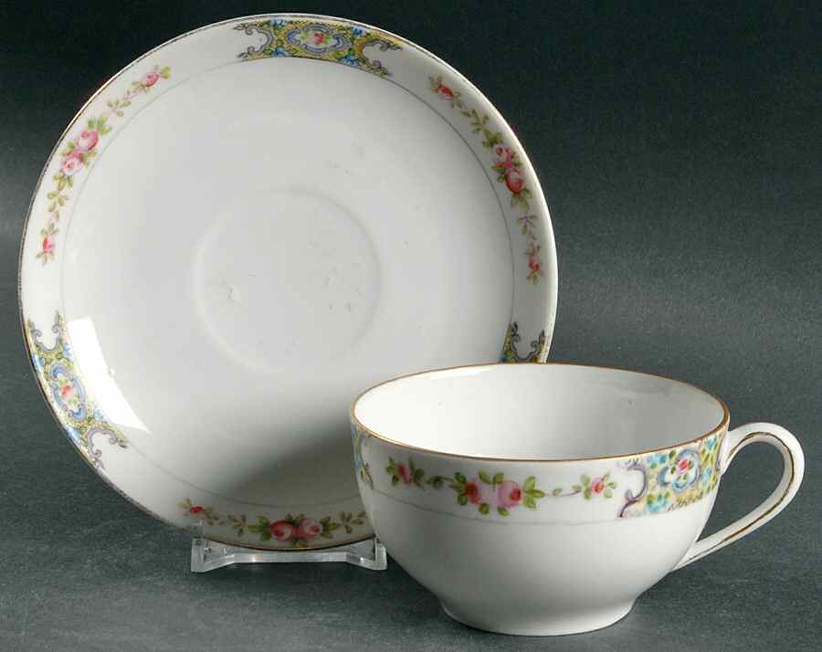 Thelma Bassett Flat Cup & Saucer Set by Noritake-1