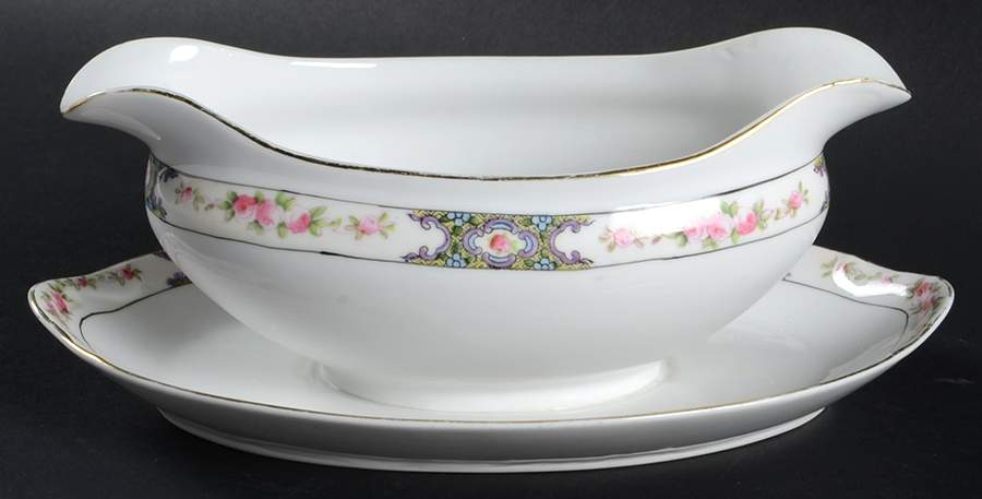 Thelma Bassett Gravy Boat with Attached Underplate by Noritake-1