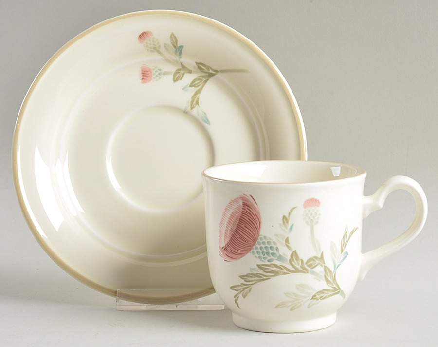 Thistle Garden Footed Cup & Saucer Set by Noritake-1