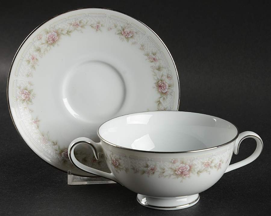 Thornton Footed Cream Soup Bowl & Cup Saucer Set by Noritake-1