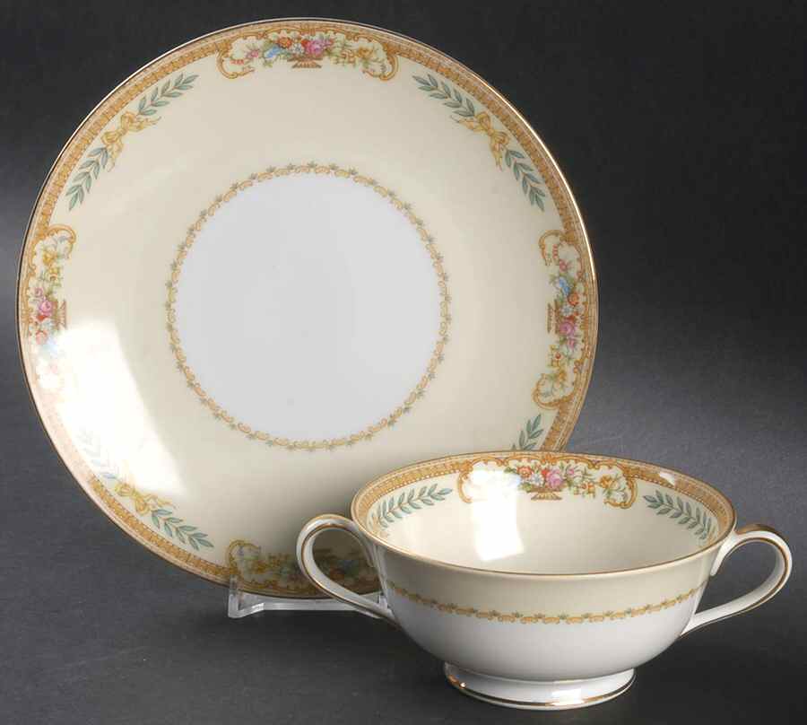Tiara Footed Cream Soup Bowl & Saucer Set by Noritake-1