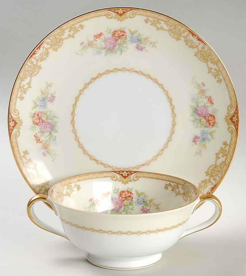 Topaze Footed Cream Soup Bowl & Saucer Set by Noritake-1