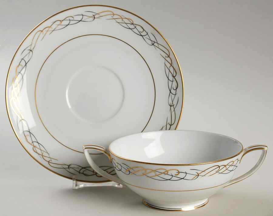 Trent Footed Cream Soup Bowl & Saucer Set by Noritake-1