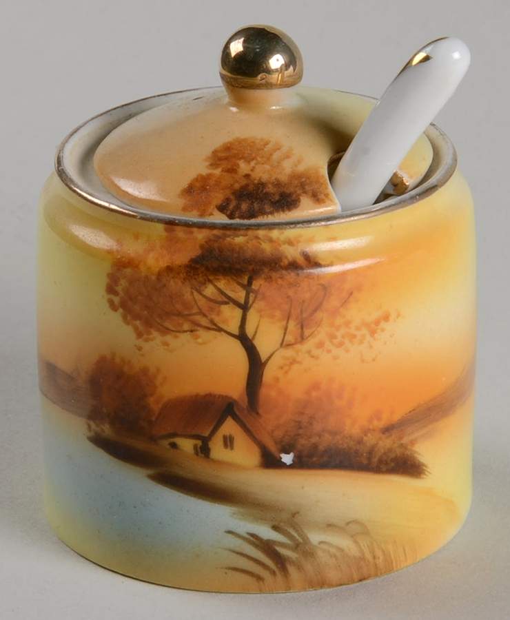 Tree In The Meadow Mustard Jar & Lid with Spoon by Noritake-1