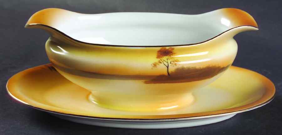 Tree In The Meadow Gravy Boat with Attached Underplate by Noritake-1