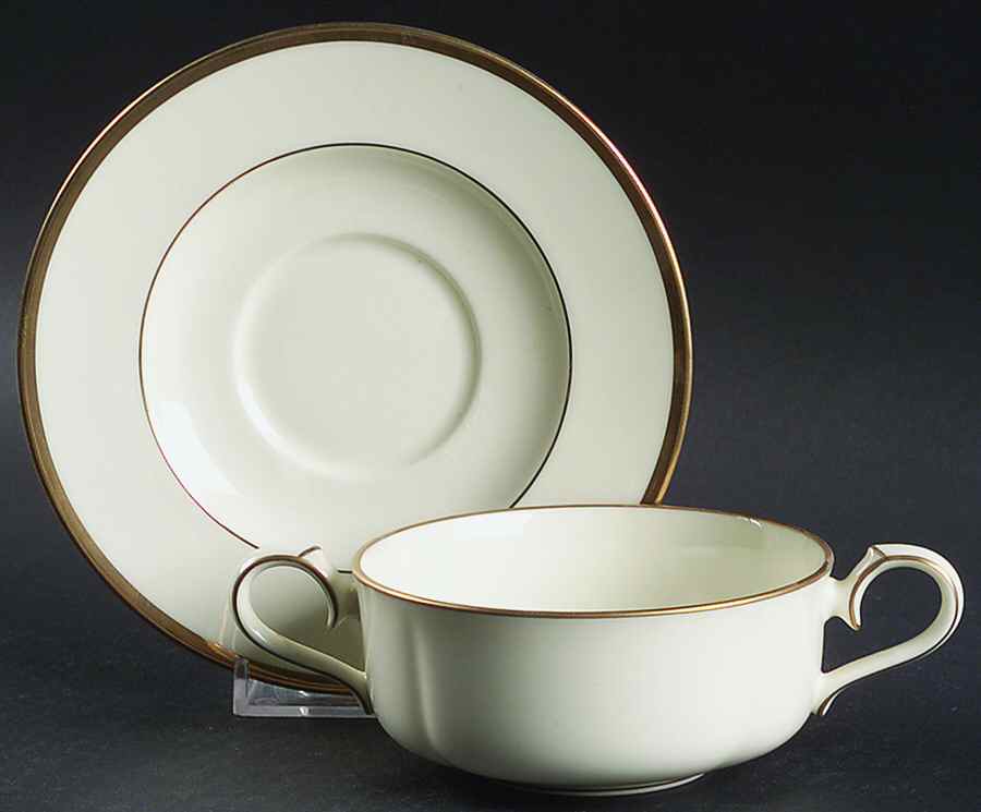 Troy Flat Cream Soup Bowl & Cup Saucer Set by Noritake-1