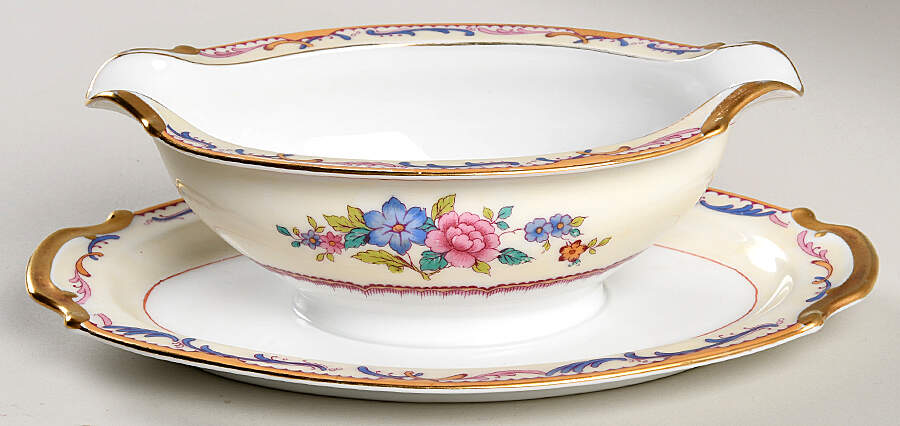 Tudor Gravy Boat with Attached Underplate by Noritake-1