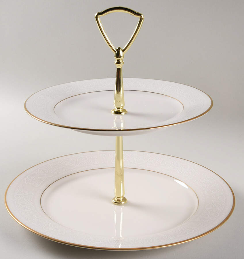 Tulane 2 Tiered Serving Tray (Dinner & Salad Plate) by Noritake-1