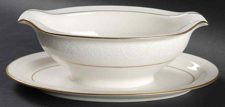 Tulane Gravy Boat with Attached Underplate by Noritake-1