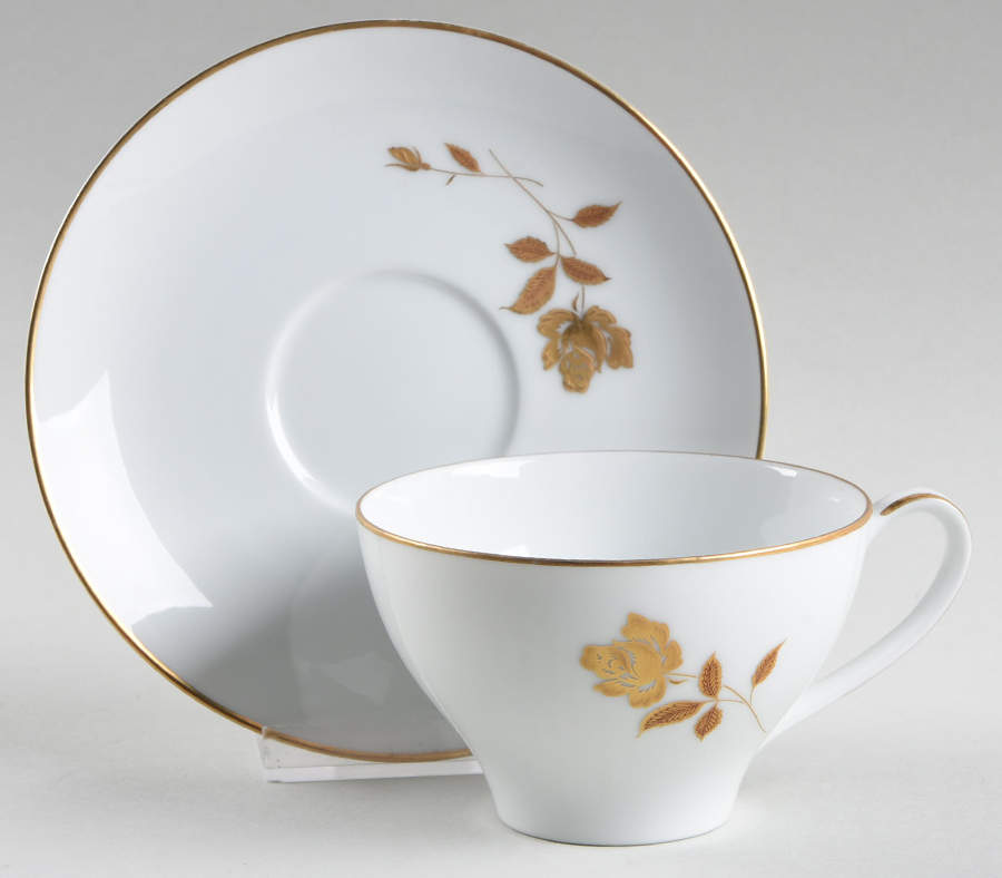 Tudor Rose Flat Cup & Saucer Set by Noritake-1