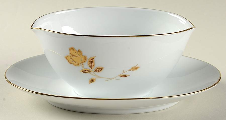 Tudor Rose Gravy Boat with Attached Underplate by Noritake-1