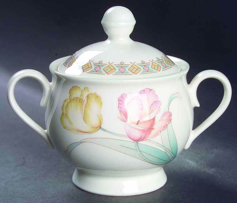 Tulip Time Sugar Bowl & Lid by Noritake-1