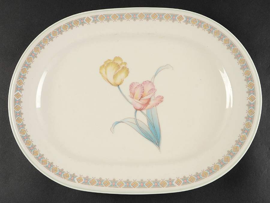 Tulip Time 13" Oval Serving Platter by Noritake-1