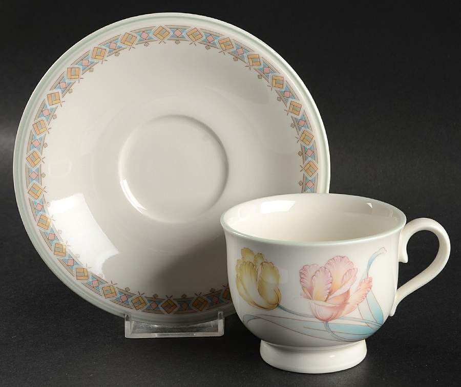 Tulip Time Footed Cup & Saucer Set by Noritake-1