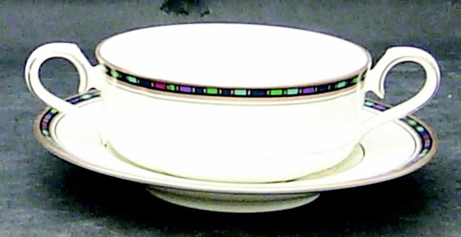 Vancouver Gold Flat Cream Soup Bowl & Cup Saucer Set by Noritake-1