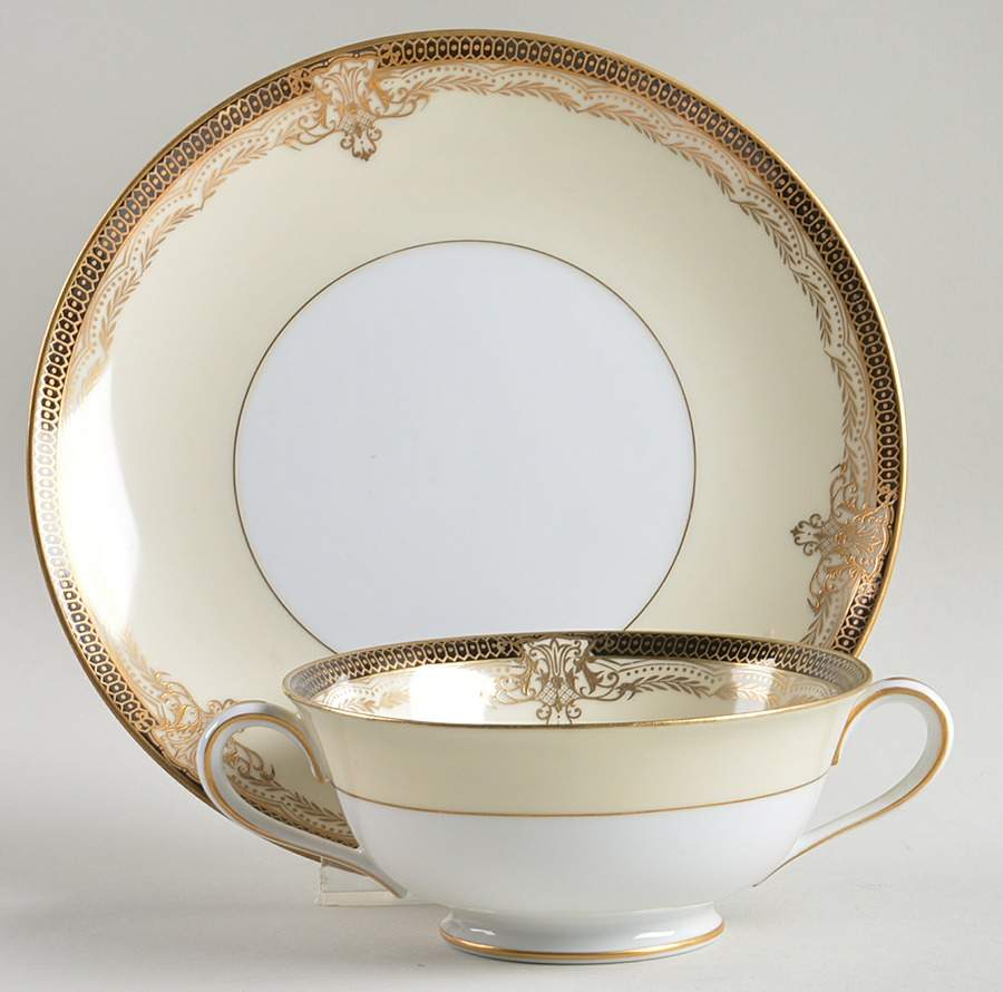 Valiere #4981 Footed Cream Soup Bowl & Saucer Set by Noritake-1