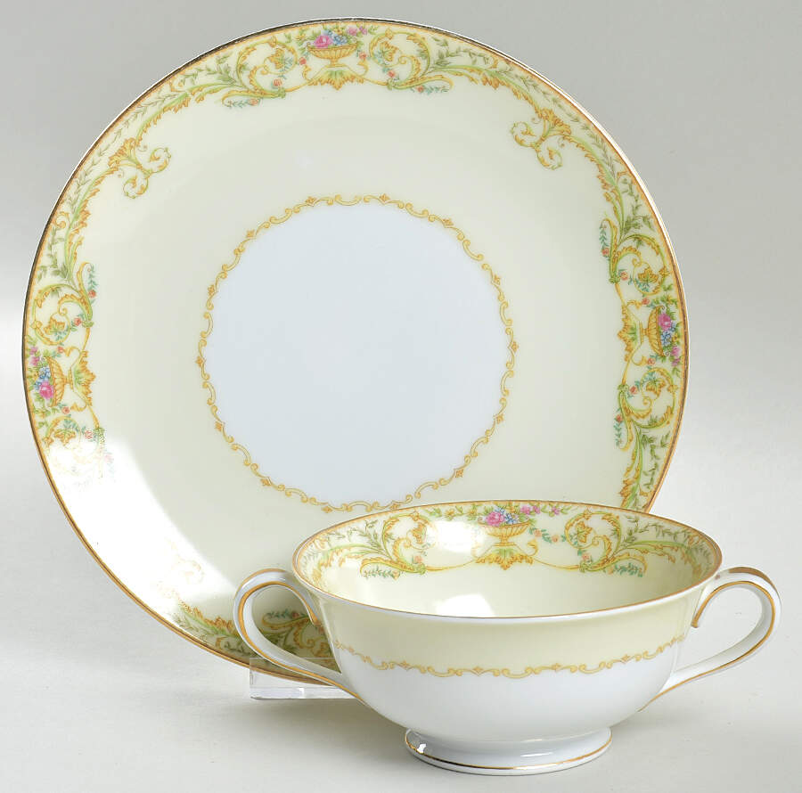 Vanity Footed Cream Soup Bowl & Saucer Set by Noritake-1