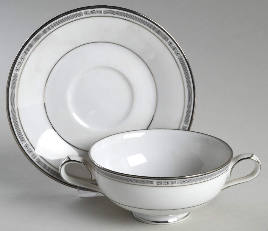Van Orsdale Footed Cream Soup Bowl & Cup Saucer Set by Noritake-1