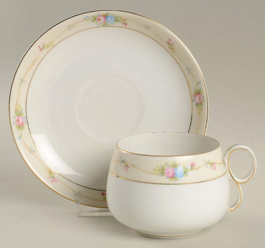 Vendome (Half Inch Band Design) Flat Cup & Saucer Set by Noritake-1