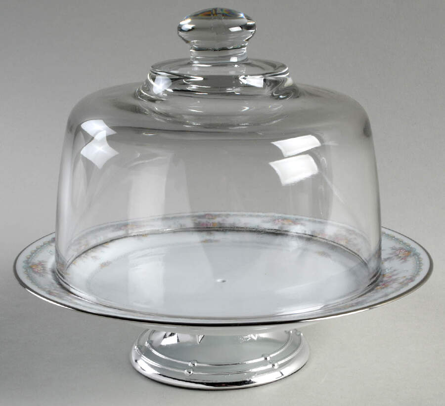 Veranda 6 1/2"-7 1/2" Footed Cheese Plate w/ Glass Dome HC by Noritake-1