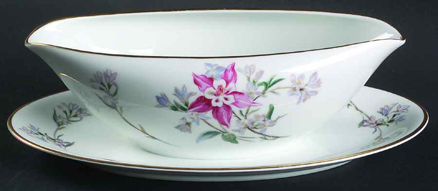 Verna (Gold Trim) Gravy Boat with Attached Underplate by Noritake-1