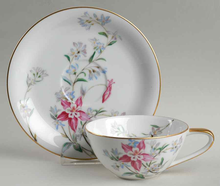 Verna (Gold Trim) Flat Cup & Saucer Set by Noritake-1