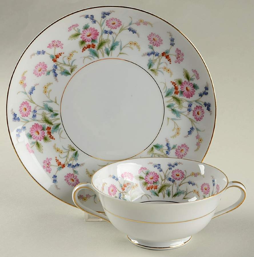 Veronica Footed Cream Soup Bowl & Saucer Set by Noritake-1