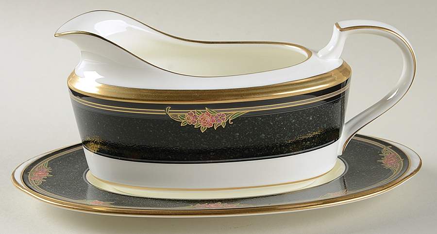 Venetian Rose Gravy Boat & Underplate (Relish/Butter) by Noritake-1