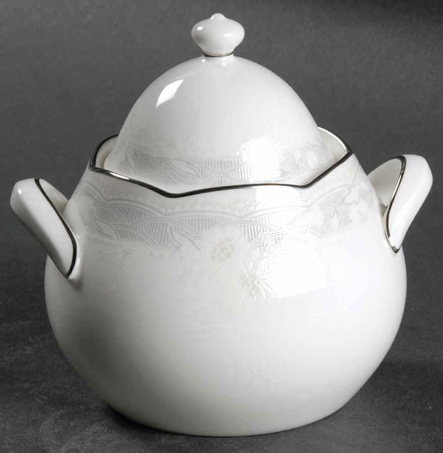 Victorian Lace Sugar Bowl & Lid by Noritake-1