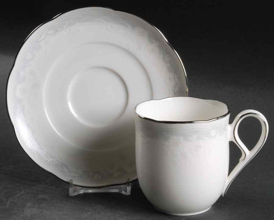 Victorian Lace Flat Cup & Saucer Set by Noritake-1