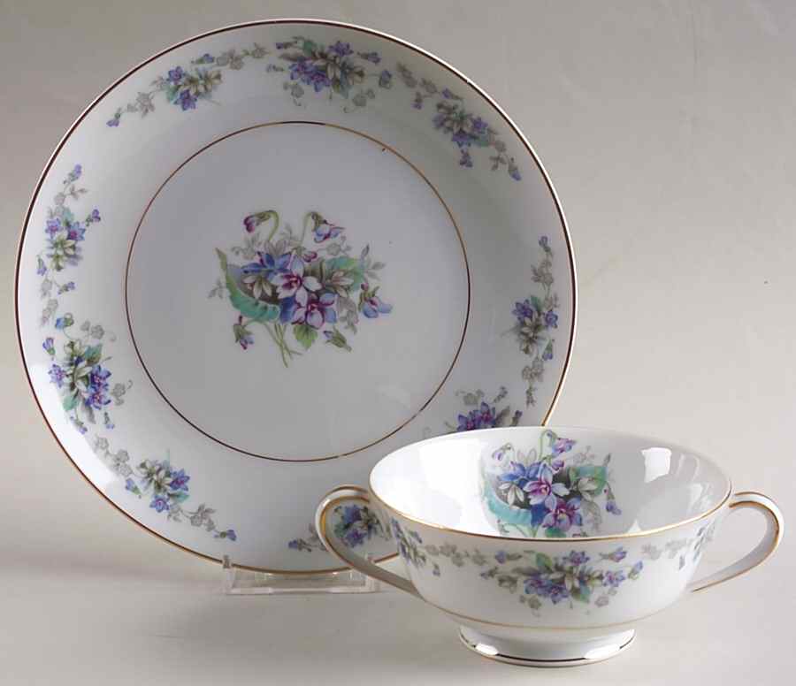 Violette Footed Cream Soup Bowl & Saucer Set by Noritake-1