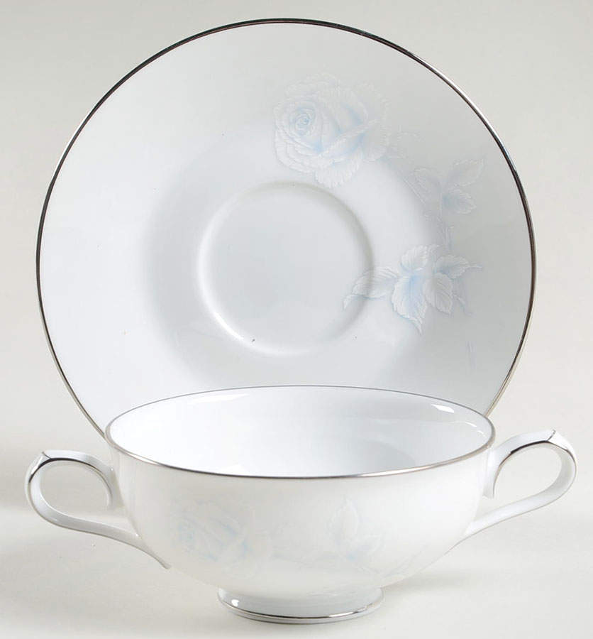 Virtue Footed Cream Soup Bowl & Cup Saucer Set by Noritake-1