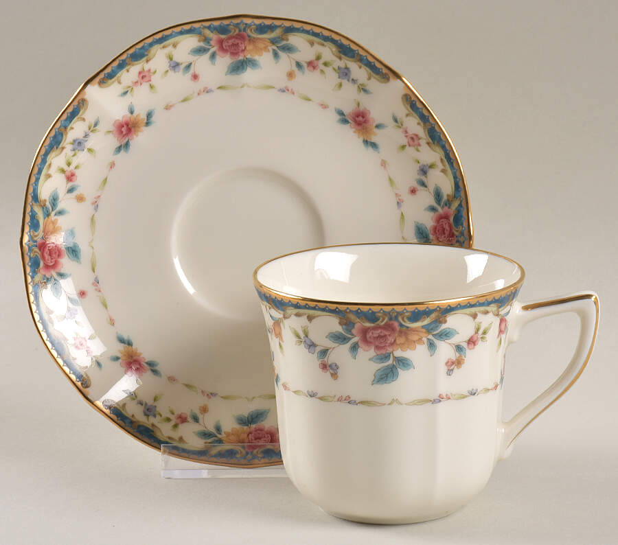 Vintage Rose Flat Cup & Saucer Set by Noritake-1