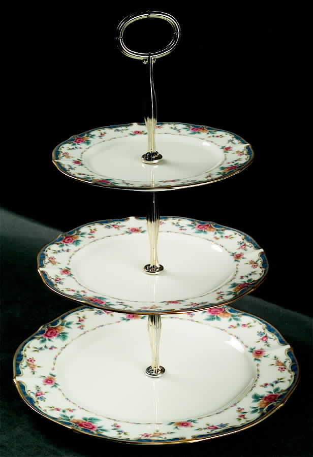 Vintage Rose 13 7/8"-14 1/4" 3-Tiered Serving Tray(DP,SP,BB) HC by Noritake-1