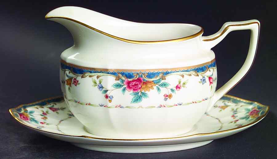 Vintage Rose Gravy Boat & Underplate by Noritake-1