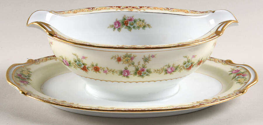 Vivian Gravy Boat with Attached Underplate by Noritake-1