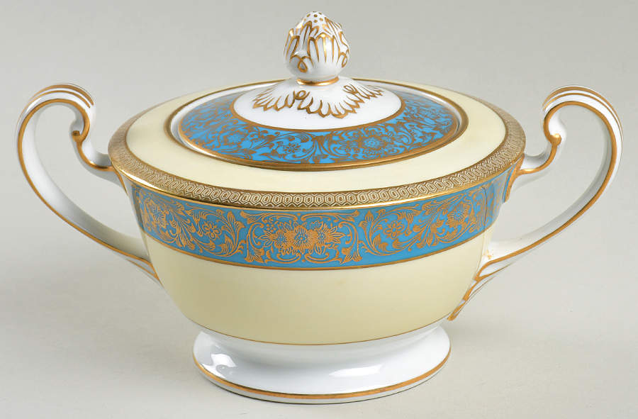 Vornay Blue Sugar Bowl & Lid by Noritake-1