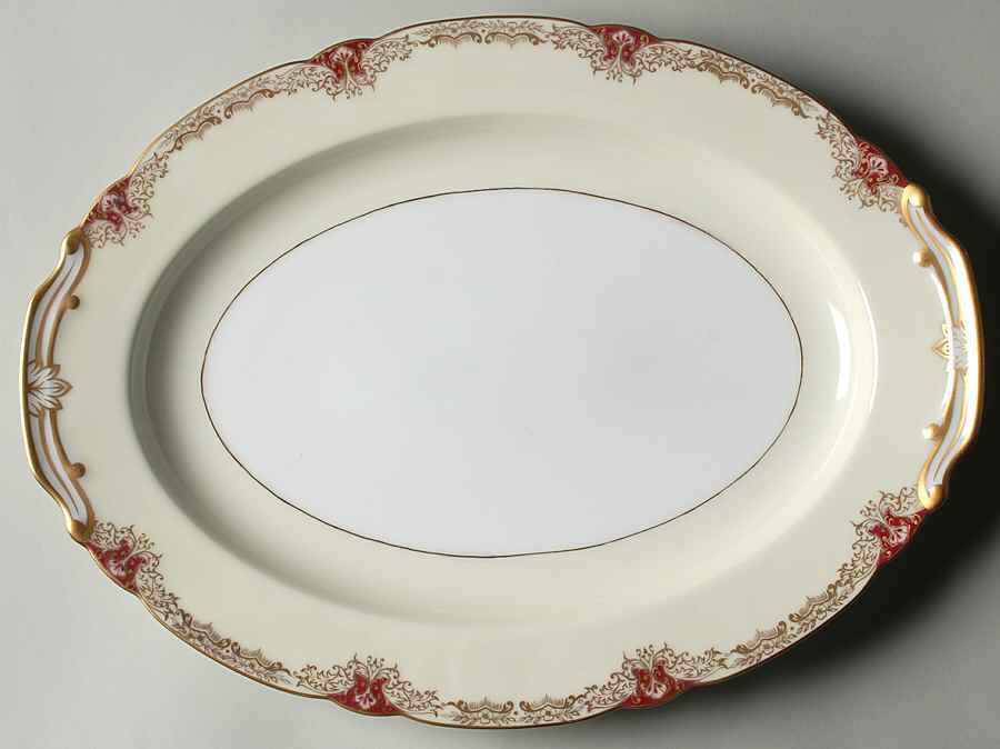 Vornay Red 16" Oval Serving Platter by Noritake-1