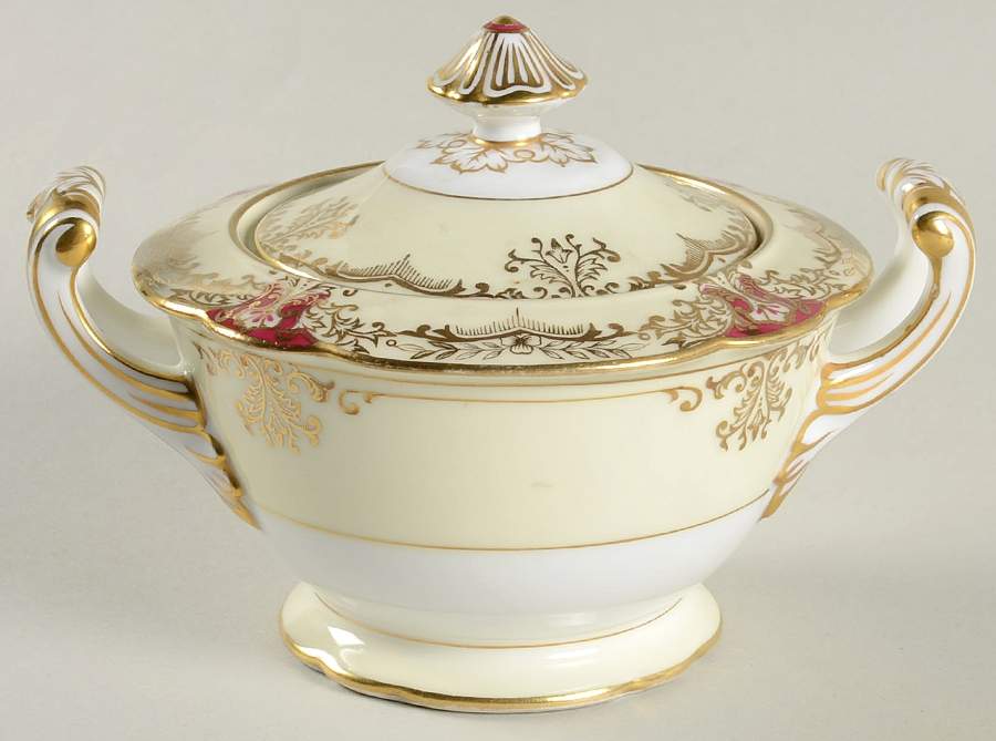 Vornay Red Sugar Bowl & Lid by Noritake-1
