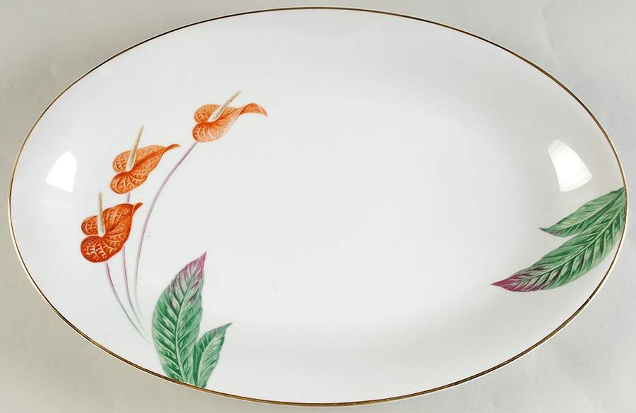 Waikiki (Gold Trim) 16" Oval Serving Platter by Noritake-1