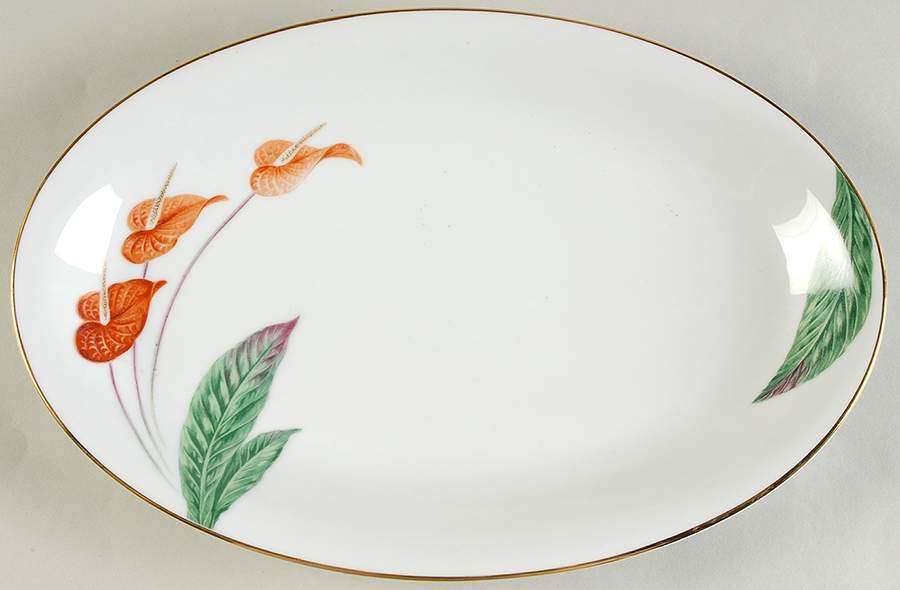 Waikiki (Gold Trim) 12" Oval Serving Platter by Noritake-1