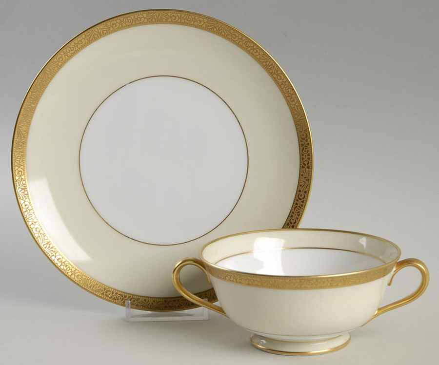 Warwick Footed Cream Soup Bowl & Saucer Set by Noritake-1
